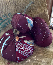 Load image into Gallery viewer, Large Squat Burgundy Pumpkin from Vintage Ties
