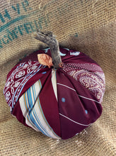 Load image into Gallery viewer, Large Squat Burgundy Pumpkin from Vintage Ties