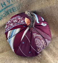 Load image into Gallery viewer, Large Squat Burgundy Pumpkin from Vintage Ties