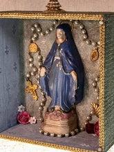 Load image into Gallery viewer, Cigar Box Nicho Shrine Virgin Mary Rosary