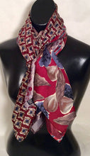Load image into Gallery viewer, Silk Tie Scarf Burgundy and Blue

