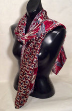 Load image into Gallery viewer, Silk Tie Scarf Burgundy and Blue
