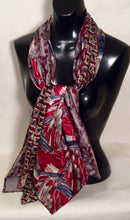 Load image into Gallery viewer, Silk Tie Scarf Burgundy and Blue
