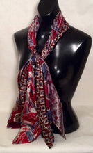 Load image into Gallery viewer, Silk Tie Scarf Burgundy and Blue
