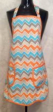 Load image into Gallery viewer, Full Apron Curvy BBQ Style Orange/Turquoise
