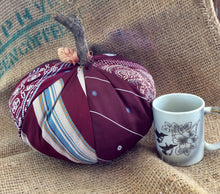 Load image into Gallery viewer, Large Squat Burgundy Pumpkin from Vintage Ties
