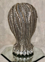 Load image into Gallery viewer, Ice Princess Jewelry Head Sculpture Vintage Rhinestones Silver and Blue
