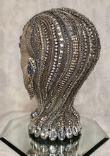Load image into Gallery viewer, Ice Princess Jewelry Head Sculpture Vintage Rhinestones Silver and Blue
