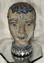 Load image into Gallery viewer, Ice Princess Jewelry Head Sculpture Vintage Rhinestones Silver and Blue
